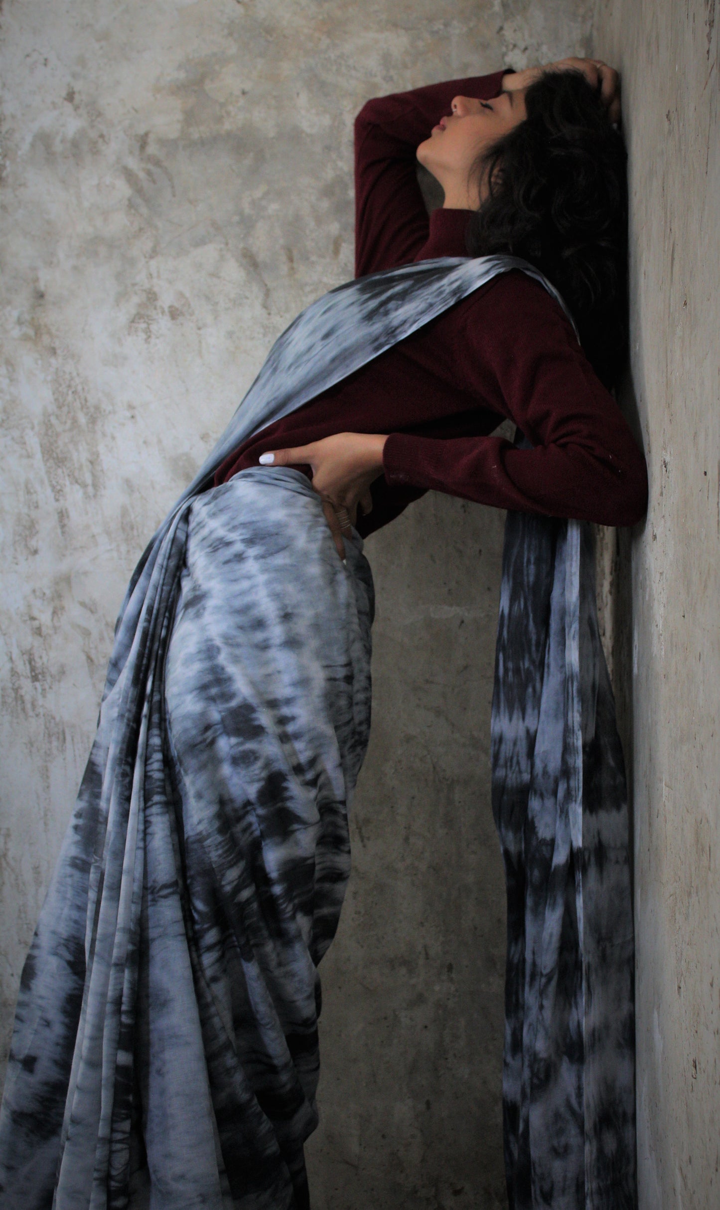 Dark cloud Tie Dye Saree