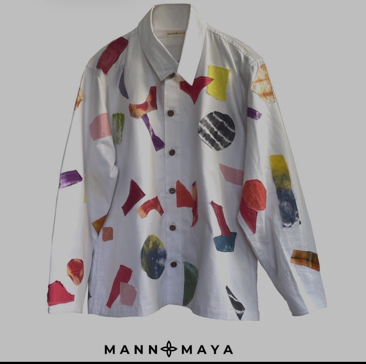 Tie dye patchwork poetry shacket